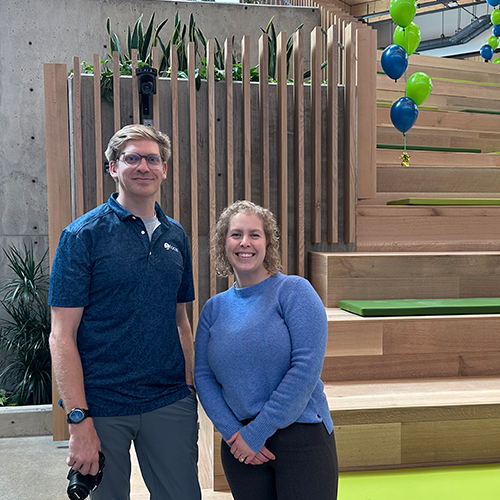 Celebrating the opening of KRESA career connect campus, a project that Wightman played a key role in designing, Austin and Shelby work to capture mood.